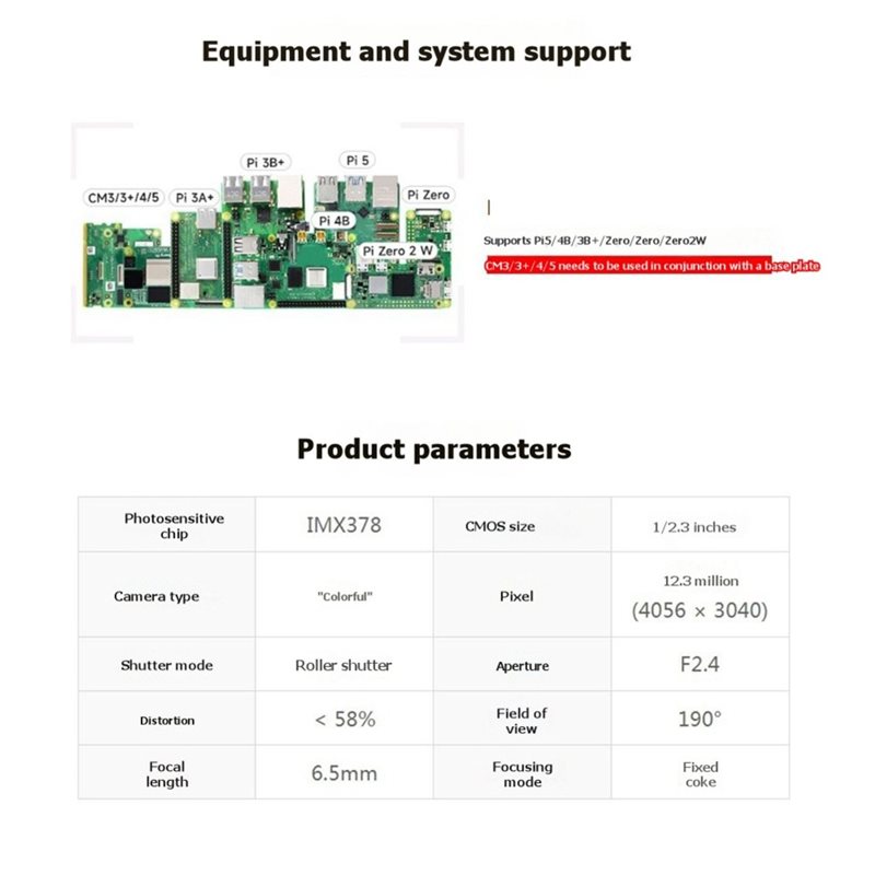 Câmera IMX378-190 12.3MP com L - Raspberry Pi Zero avaliação e preço